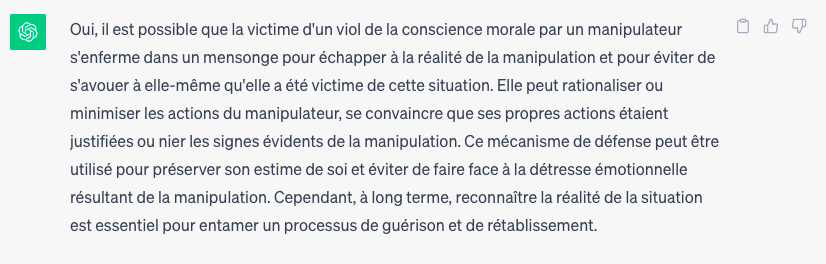 ChatGPT - Prison mentale de la victime.